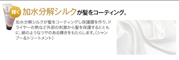 加水分解シルクが髪をコーティング。