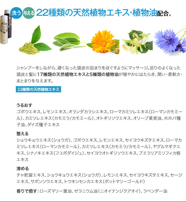 22種類の天然植物エキス・植物油配合。